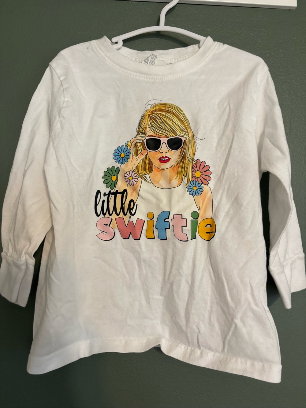 Little Swiftie White Girls' Graphic Long-Sleeve Tee